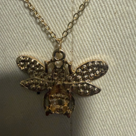 Bee crystal  Gold and Blue Bee charm Necklace - Picture 6 of 6